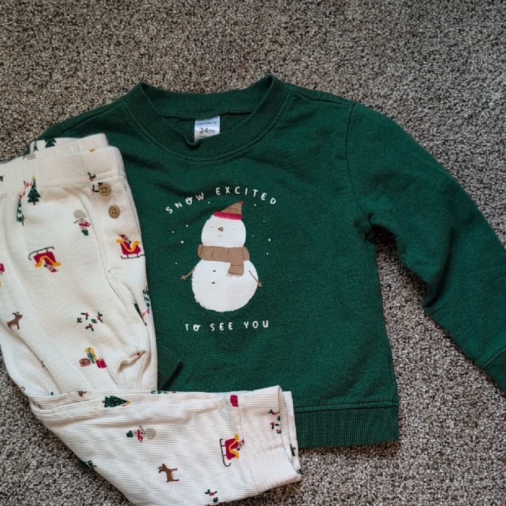 Carter's Green Snowman Sweater